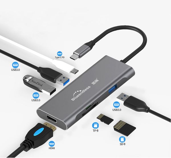 usb c hub 7-in-1 type-c adapter multiport converter with 4k usb-c to hdmi usb3.0 d card reader pd charging for macbook
usb c hub 7-in-1 type-c adapter multiport converter with 4k usb-c to hdmi usb3.0 d card reader pd charging for macbook