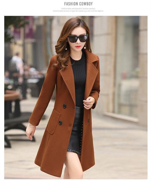 autumn and winter medium length thickened korean woolen women's coat double breasted woolen coat, Black
autumn and winter medium length thickened korean woolen women's coat double breasted woolen coat, Black