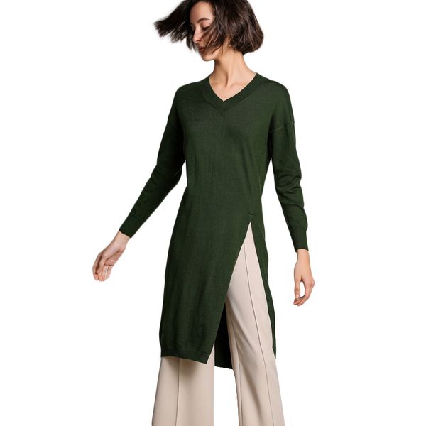2019 spring dress women's round neck wool knit knee-length dress vertical line half o-neck wool women long sweaters winter, White;black
2019 spring dress women's round neck wool knit knee-length dress vertical line half o-neck wool women long sweaters winter, White;black
