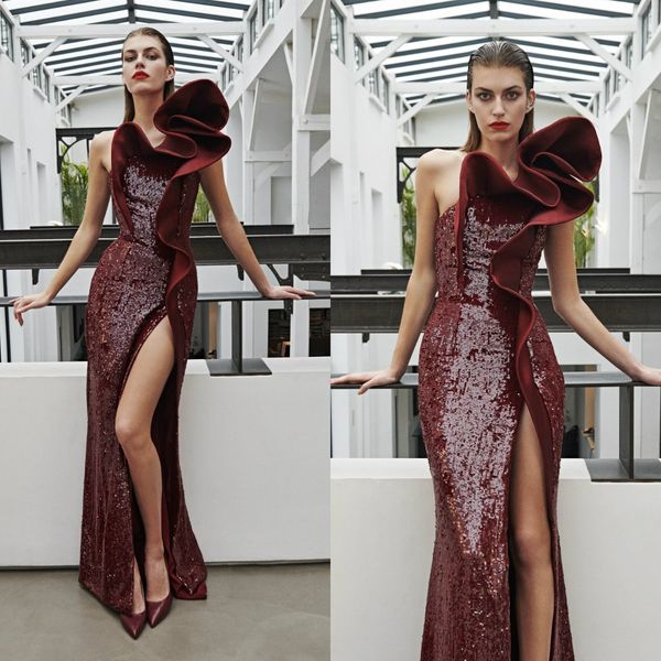 2020 azzi & osta burgundy prom dresses sequined floor length high side split evening dress custom made formal cocktail party gowns, Black
2020 azzi & osta burgundy prom dresses sequined floor length high side split evening dress custom made formal cocktail party gowns, Black