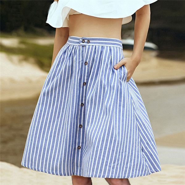 stylish striped a-line blue striped skirts fashion single-breasted skirt women new arrival 2018 summer casual knee-length skirts, Black
stylish striped a-line blue striped skirts fashion single-breasted skirt women new arrival 2018 summer casual knee-length skirts, Black