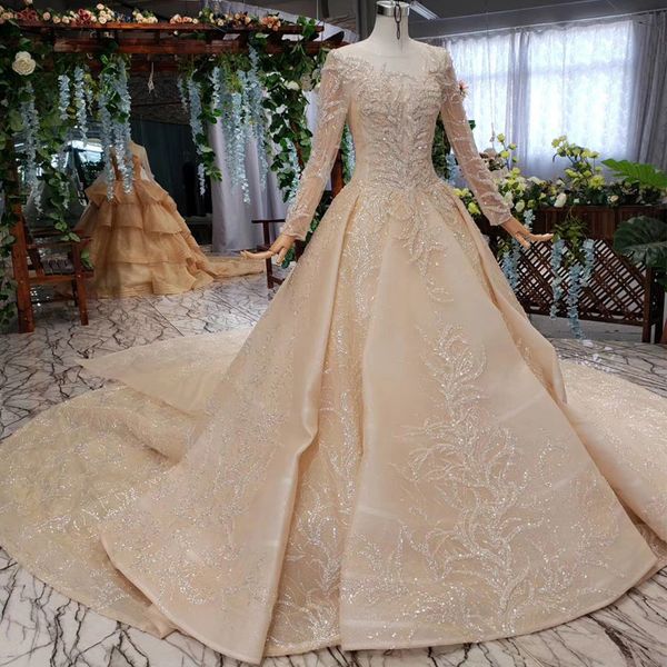 2019 muslim latest wedding dresses illusion o neck long tulle sleeve open keyhole lace up back sequins crystal lace applique bridal gowns, White
2019 muslim latest wedding dresses illusion o neck long tulle sleeve open keyhole lace up back sequins crystal lace applique bridal gowns, White
