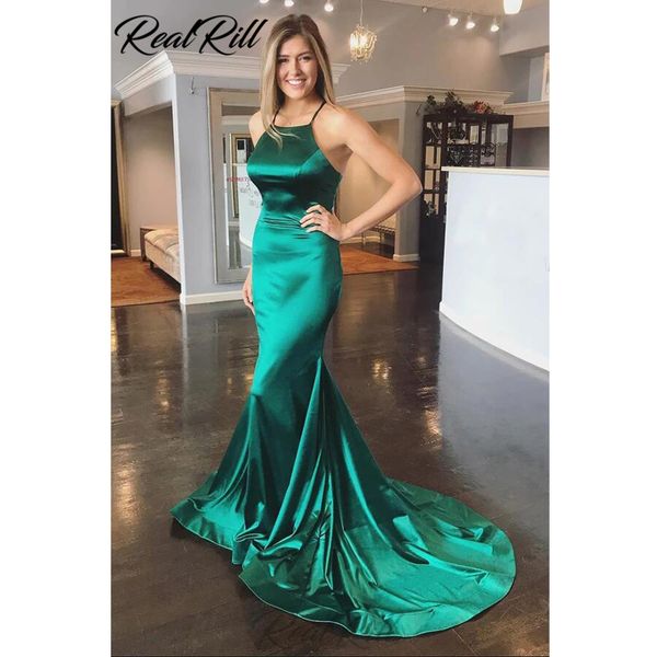real rill spaghetti strap halter mermaid evening dress stain lace up sweep train floor length club prom dress, White;black
real rill spaghetti strap halter mermaid evening dress stain lace up sweep train floor length club prom dress, White;black