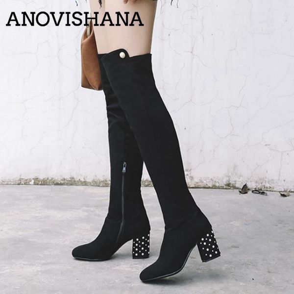 anovishana 2020 knee high boots mid square heels pearls side zipper over the knee booties winter shoes women black brown botas
anovishana 2020 knee high boots mid square heels pearls side zipper over the knee booties winter shoes women black brown botas