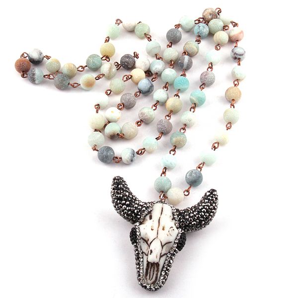 fashion mastones bohemian tribal jewelry natural stone clay white sheep pendant women necklace, Silver
fashion mastones bohemian tribal jewelry natural stone clay white sheep pendant women necklace, Silver