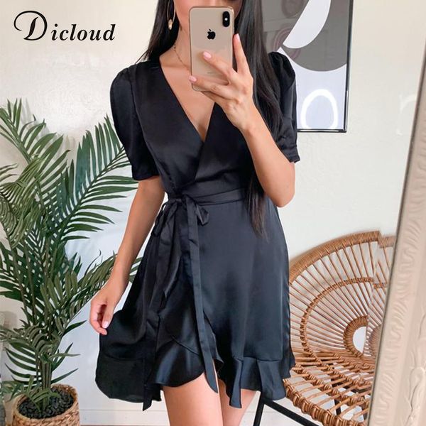 dicloud ruffle black satin party dress women new summer short sleeve v neck mini dress with sashes ladies elegant clothing, Black;gray
dicloud ruffle black satin party dress women new summer short sleeve v neck mini dress with sashes ladies elegant clothing, Black;gray