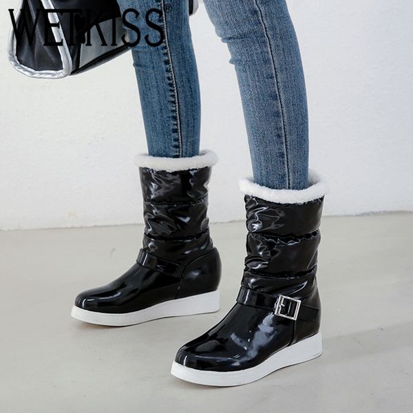 wetkiss buckle strap keep warm women snow boots non slip thick platform winter boots round toe wedges female short hot, Black
wetkiss buckle strap keep warm women snow boots non slip thick platform winter boots round toe wedges female short hot, Black