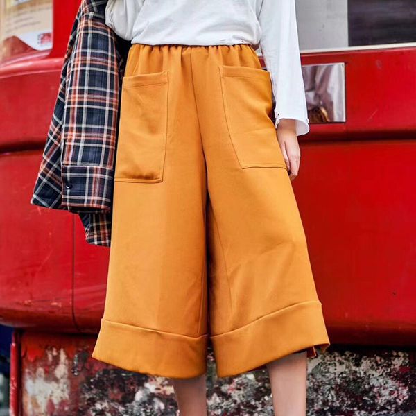 to gladself 2018 autumn winter fashion casual designer trousers wide leg double pockets yellow ninth pants for women, Black;white
to gladself 2018 autumn winter fashion casual designer trousers wide leg double pockets yellow ninth pants for women, Black;white
