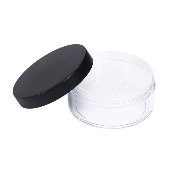 50g plastic empty loose pot with sieve cosmetic makeup jar container handheld portable sifter with black cap
50g plastic empty loose pot with sieve cosmetic makeup jar container handheld portable sifter with black cap