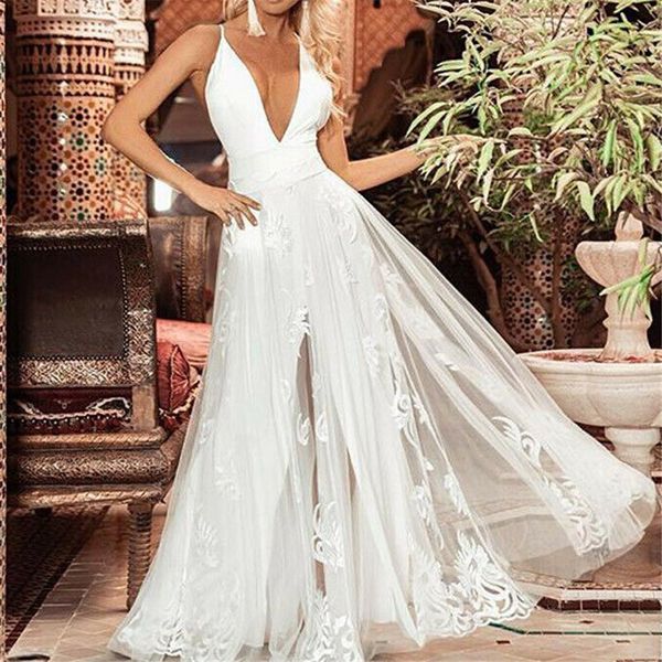 womens summer deep v neck maxi long dress white evening party beach bandage backless floral lace pleated vestidos 2019 new, Black;gray
womens summer deep v neck maxi long dress white evening party beach bandage backless floral lace pleated vestidos 2019 new, Black;gray