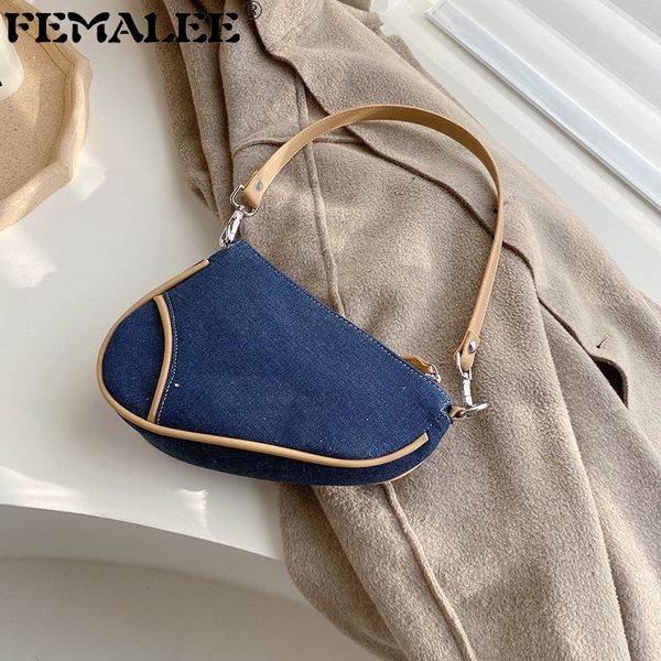 fashion saddle bag for women pu leather binding denim shoulder messenger bags irregular handbags french vintage design chest bag
fashion saddle bag for women pu leather binding denim shoulder messenger bags irregular handbags french vintage design chest bag