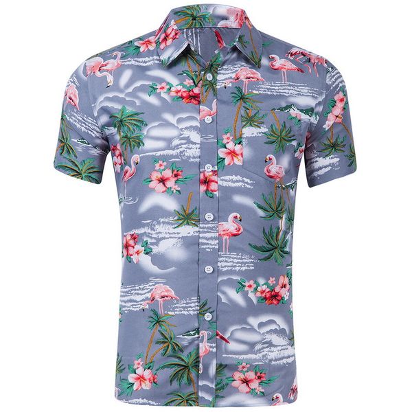 oeak 2020 new men's flamingo printing summer short sleeve shirts style beach casual slim fit breathable comfortable, White;black
oeak 2020 new men's flamingo printing summer short sleeve shirts style beach casual slim fit breathable comfortable, White;black