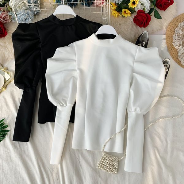 women's short t shirt ruffles french retro stand collar shirt slim fit ruffles swing wild puff sleeve tide ls284, White
women's short t shirt ruffles french retro stand collar shirt slim fit ruffles swing wild puff sleeve tide ls284, White