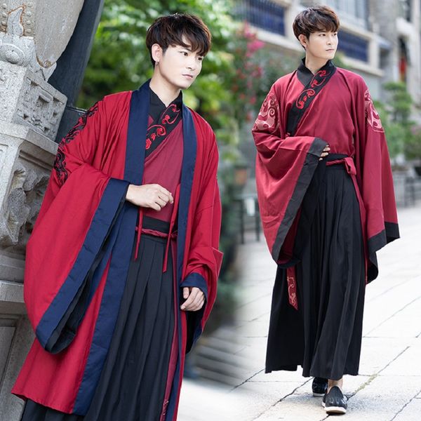 hanfu ancient chinese costume red coat black skirts men traditional chinese hanfu clothing male performance costumes dn2566, Black;red
hanfu ancient chinese costume red coat black skirts men traditional chinese hanfu clothing male performance costumes dn2566, Black;red