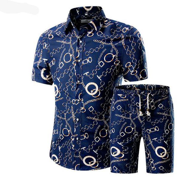 men shirts+shorts set new summer casual printed hawaiian shirt hc short male printing dress suit sets, White;black 
men shirts+shorts set new summer casual printed hawaiian shirt hc short male printing dress suit sets, White;black