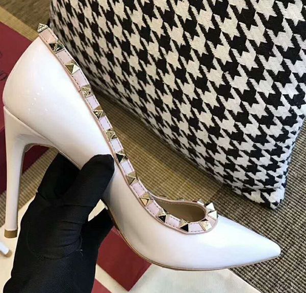 classic famous designer rivet pointed heels shoes 9.5 cm material matte patent leather quality women fashion party wedding dancing shoes, Black
classic famous designer rivet pointed heels shoes 9.5 cm material matte patent leather quality women fashion party wedding dancing shoes, Black