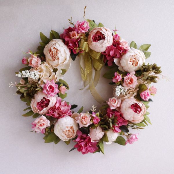 artificial peony flower wreath with green leaves for front door window wall wedding home decor
artificial peony flower wreath with green leaves for front door window wall wedding home decor