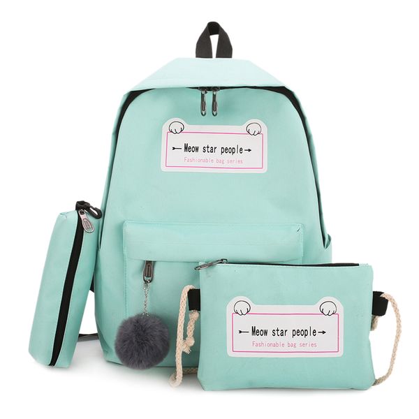 4pcs/set letter print canvas backpack women composite hairball pendant school backpack with pen bag day-back solid light color
4pcs/set letter print canvas backpack women composite hairball pendant school backpack with pen bag day-back solid light color