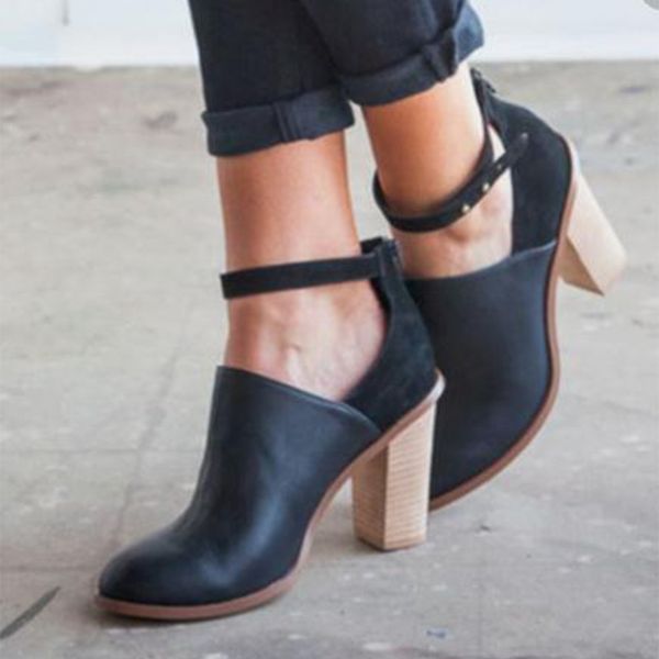 2018 women plus size ankle buckle zip square heel autumn pumps new female fashion platform high heels ladies casual shoes, Black
2018 women plus size ankle buckle zip square heel autumn pumps new female fashion platform high heels ladies casual shoes, Black