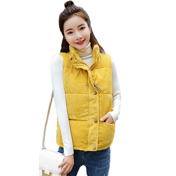 2018 autumn winter women thick corduroy vest female stand collar cotton padded sleeveless jacket lady slim short waistcoat f731, Black;white
2018 autumn winter women thick corduroy vest female stand collar cotton padded sleeveless jacket lady slim short waistcoat f731, Black;white