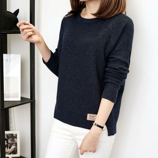 sweaters women simple solid color knit pullovers casual long-sleeved women's sweater loose o-neck female sweater, White;black
sweaters women simple solid color knit pullovers casual long-sleeved women's sweater loose o-neck female sweater, White;black