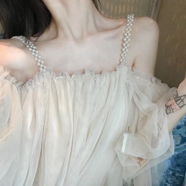 summer fashion slash neck pearls strap mesh white dress casual loose off shoulder backless dresses for women vestidos clothes, Black;gray
summer fashion slash neck pearls strap mesh white dress casual loose off shoulder backless dresses for women vestidos clothes, Black;gray