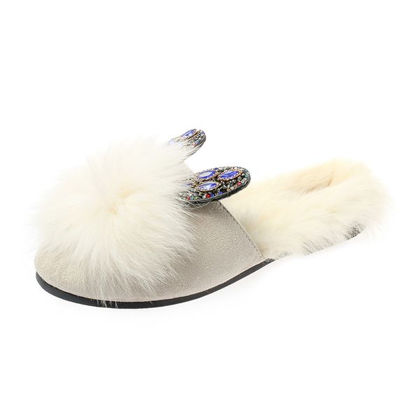fox hair 2018 new korean home wool slippers womens net infrared wear womens shoes rabbit wool cotton slippers winter, Black
fox hair 2018 new korean home wool slippers womens net infrared wear womens shoes rabbit wool cotton slippers winter, Black