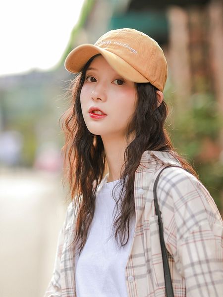 female summer washed old sun hat soft baseball cap letter baseball cap male, Blue;gray