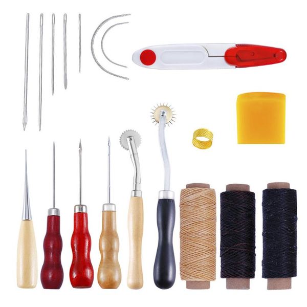 diy sewing tools professional leather handicraft tool kit hamdmade leather sewing waxed line awl thimble craft, Black
diy sewing tools professional leather handicraft tool kit hamdmade leather sewing waxed line awl thimble craft, Black