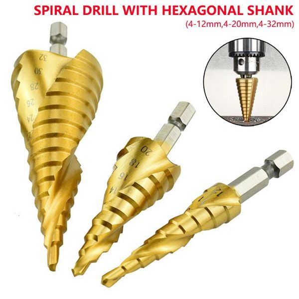 1set 4-12/20/32mm hss spiral grooved center drill bit solid carbide 1/4 hex tapered dril titanium coated step cone drill bit
1set 4-12/20/32mm hss spiral grooved center drill bit solid carbide 1/4 hex tapered dril titanium coated step cone drill bit