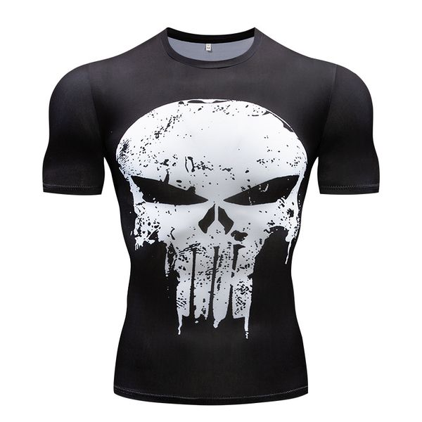 running t-shirt men punisher compression short sleeve sportwear male gym fitness bodybuilding tee workout clothing, Black;blue
running t-shirt men punisher compression short sleeve sportwear male gym fitness bodybuilding tee workout clothing, Black;blue