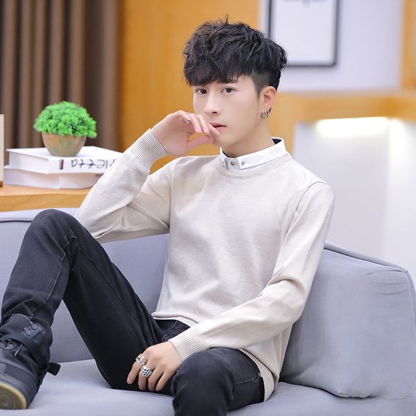 men's sweaters sweater men fake two winter long sleeve black beige brown gray pullovers solid turn-down collar casual mens, White;black
men's sweaters sweater men fake two winter long sleeve black beige brown gray pullovers solid turn-down collar casual mens, White;black