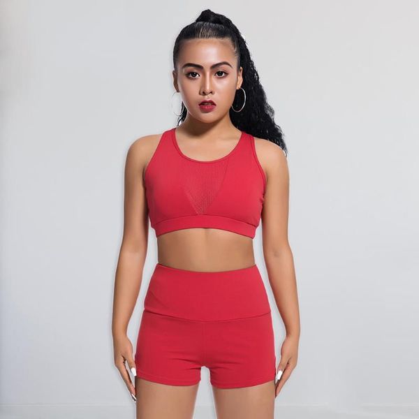 2pcs women fitness yoga suit female workout sports bra crop shorts solid color sportswear set, White;red
2pcs women fitness yoga suit female workout sports bra crop shorts solid color sportswear set, White;red