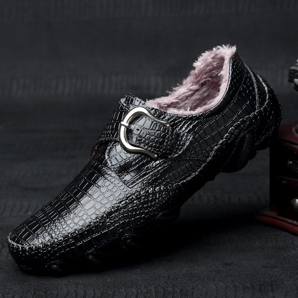 autumn & winter extra large men's shoes 45 plus velvet warm moccosins casual 46 crocodile pattern extra-large no. 47 cotton-padd, Black 
autumn & winter extra large men's shoes 45 plus velvet warm moccosins casual 46 crocodile pattern extra-large no. 47 cotton-padd, Black