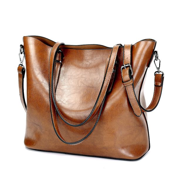 women's shoulder bag 2020 new oil wax bucket bag tote