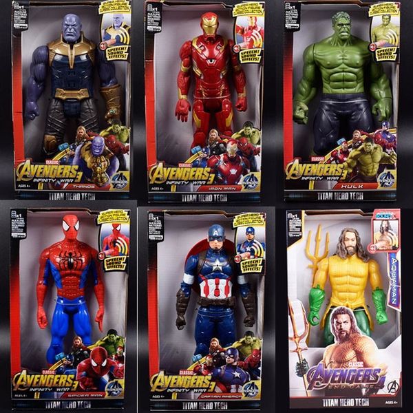 30cm avengers iron man captain america thor thanos spiderman aquaman falcon vision ant-man flash pvc action figure toys gift t200505
30cm avengers iron man captain america thor thanos spiderman aquaman falcon vision ant-man flash pvc action figure toys gift t200505