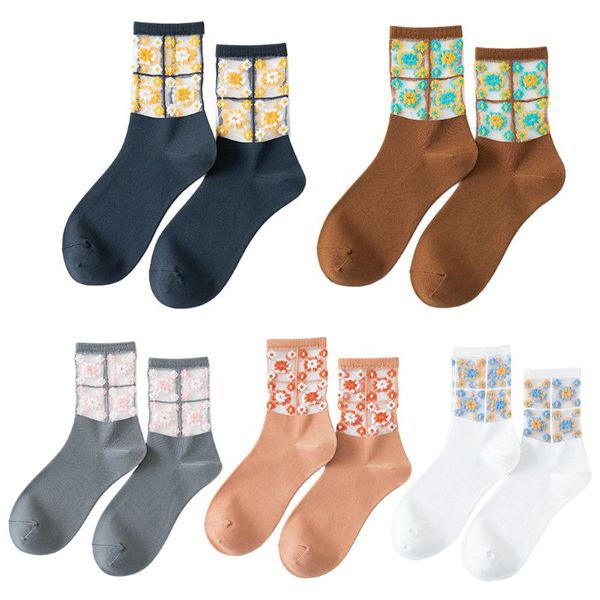 korean style women daisy floral patchwork long ankle socks transaprent glass fiber mesh ultra-thin jacquard hosiery, Black;white
korean style women daisy floral patchwork long ankle socks transaprent glass fiber mesh ultra-thin jacquard hosiery, Black;white