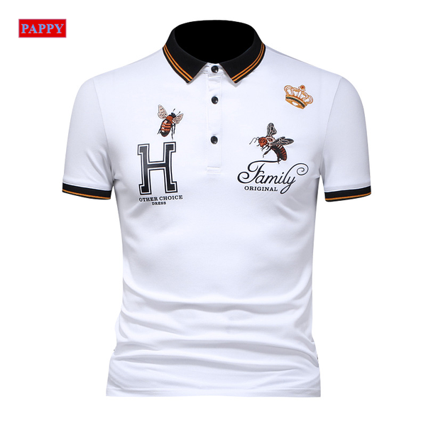 2020 new cotton men's shirt letter embroidery men shirt, White;black