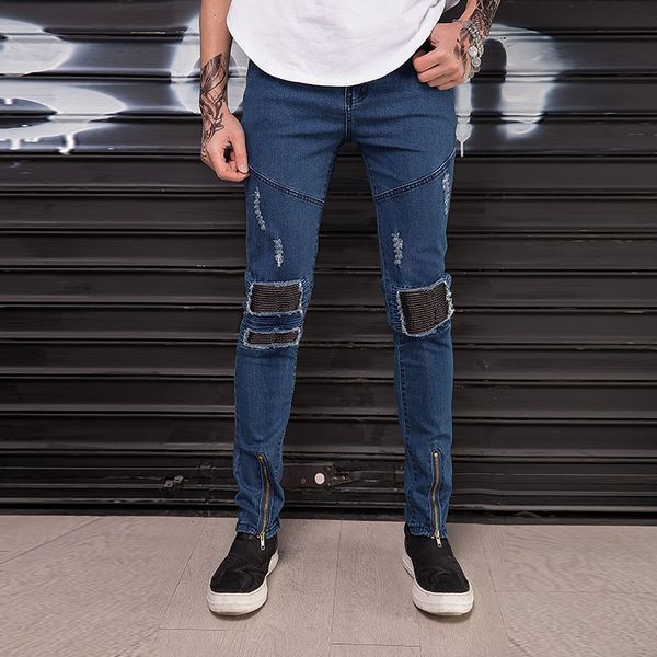 2019 new men skinny jeans slim fit stretchy jeans cotton hip hop blue stitching ripped hole plus size
2019 new men skinny jeans slim fit stretchy jeans cotton hip hop blue stitching ripped hole plus size