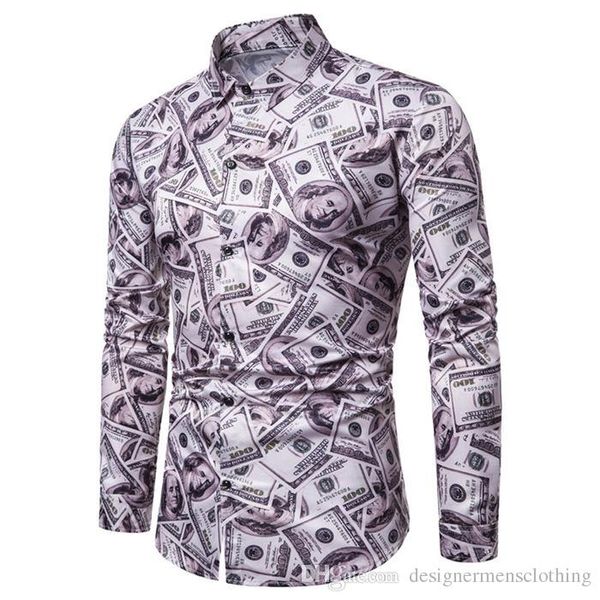 all dollar print mens casual shirts long sleeve turn down collar shirts designer costumes mens apparel, White;black
all dollar print mens casual shirts long sleeve turn down collar shirts designer costumes mens apparel, White;black
