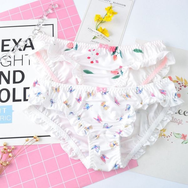women's panties japanese style milk silk cute lovely sweet for women low waist ruffle soft female underwear flower princess breifs, Black;pink
women's panties japanese style milk silk cute lovely sweet for women low waist ruffle soft female underwear flower princess breifs, Black;pink