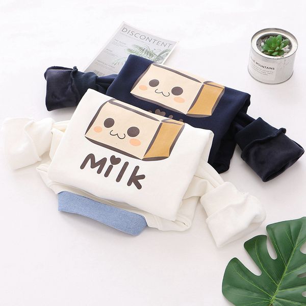 2019 autumn new style sweet literature and art college style cute milk box printed mock two-piece plus velvet hoodie women's, Black
2019 autumn new style sweet literature and art college style cute milk box printed mock two-piece plus velvet hoodie women's, Black