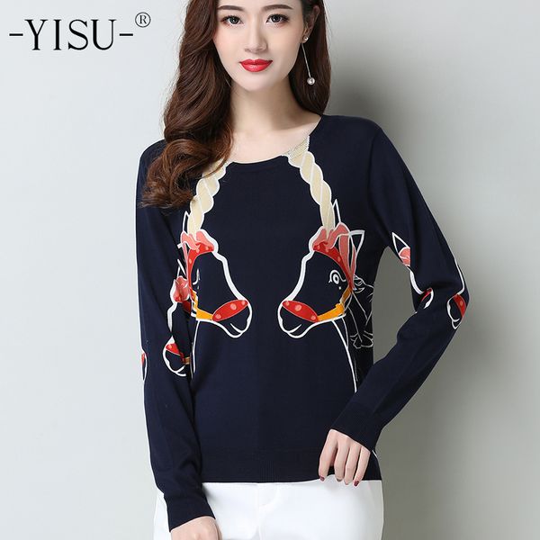 yisu knitted pullover women 2019 spring new horse printed sweater o-neck long sleeve sweater female causal thin soft pullover, White;black
yisu knitted pullover women 2019 spring new horse printed sweater o-neck long sleeve sweater female causal thin soft pullover, White;black