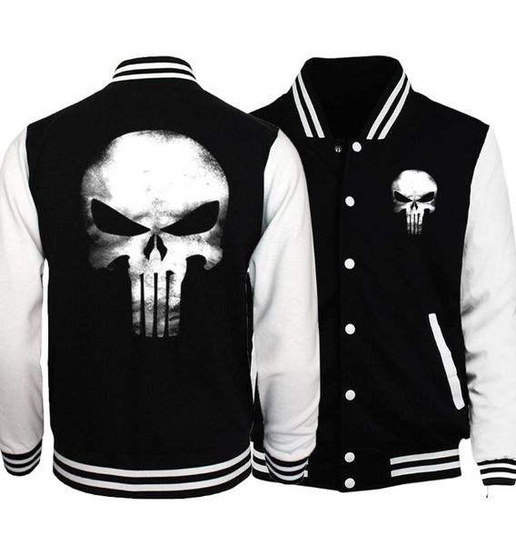 the anime skull print mens baseball jacket 2017 spring casual streetwear funny hoodies tracking suit hip hop sweatshirt, Black