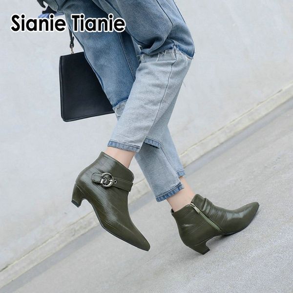 sianie tianie med stange heels woman shoes pointed toe green olive woman ankle boots winter boots with buckle plus size 45 46, Black
sianie tianie med stange heels woman shoes pointed toe green olive woman ankle boots winter boots with buckle plus size 45 46, Black