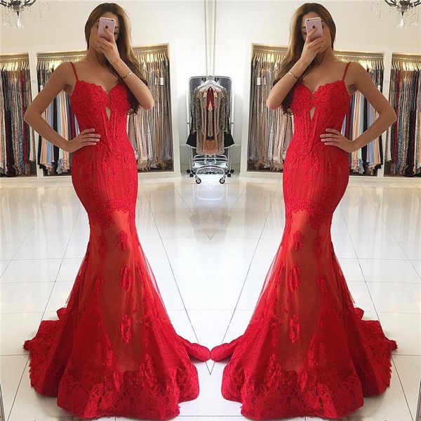 red lace mermaid prom dresses 2020 spaghetti straps tulle applique illusion sweeptrain formal party evening gown for black girls
red lace mermaid prom dresses 2020 spaghetti straps tulle applique illusion sweeptrain formal party evening gown for black girls