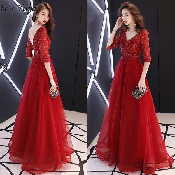 it's yiiya evening dress 2019 burgundy v-neck half sleeve formal gown elegant sequins plus size long party dresses e093, White;black
it's yiiya evening dress 2019 burgundy v-neck half sleeve formal gown elegant sequins plus size long party dresses e093, White;black