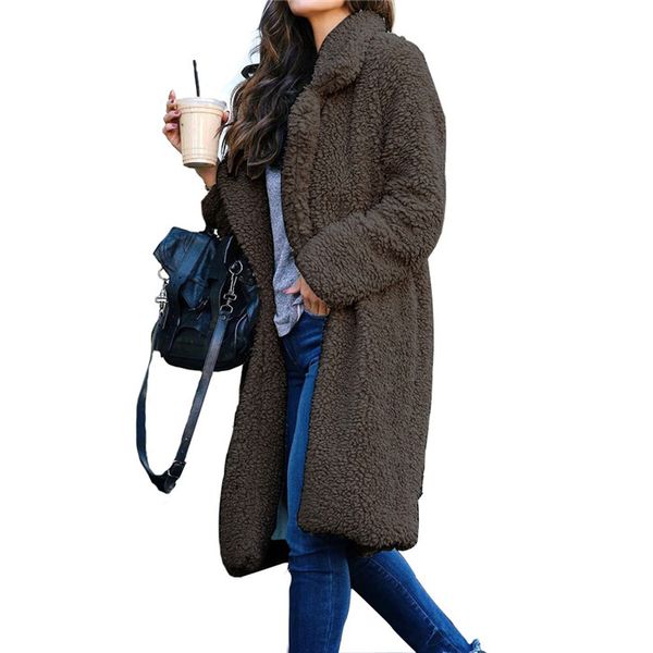 winter plush lapel neck women long coats fashion cardigan wool coats casual solid color women outerwear, Black
winter plush lapel neck women long coats fashion cardigan wool coats casual solid color women outerwear, Black