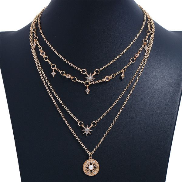 new crystal star necklace gold chain multilayer necklace chokers wrap designer necklace fashion jewelry for women gift will and sandy, Silver
new crystal star necklace gold chain multilayer necklace chokers wrap designer necklace fashion jewelry for women gift will and sandy, Silver