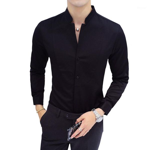 slim design men shirt long sleeve black red white shirt men asian size s - 5xl stand collar mens shirts1, White;black
slim design men shirt long sleeve black red white shirt men asian size s - 5xl stand collar mens shirts1, White;black